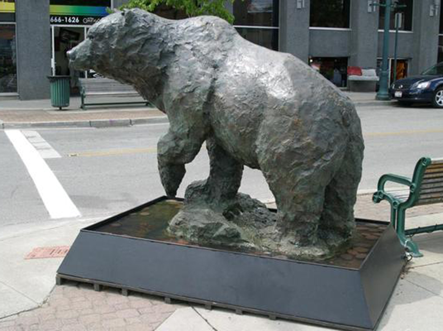 large outdoor bronze bear sculpture